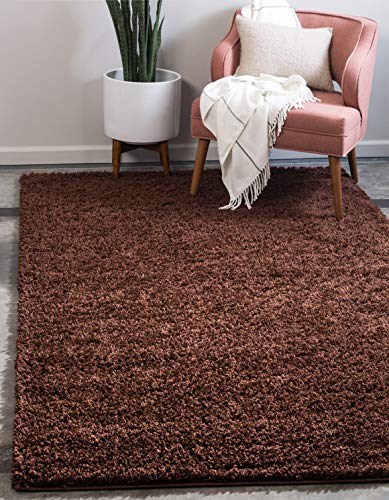 Unique Loom Solid Shag Collection Area Rug (2' x 3' 1" Rectangle, Chocolate Brown) - color: Chocolate Brown, size: 2' x 3'1" (Rectangular)