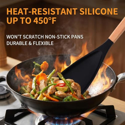 Cooking Spoon Spatula for Nonstick Cookware, 3-Piece Set | Multifunction Spoonula for Baking, Cooking, Serving, Mixing, Stirring, Scoop, Scrape - One-Piece Formed, Dishwasher Safe