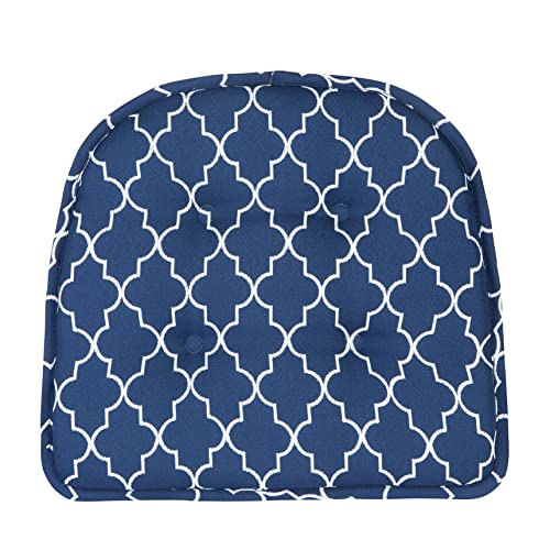 Klear Vu Omega Non-Slip Chair Cushions, Assembled in USA, U-Shaped Skid-Proof Seat Pads for Dining Room, Kitchen, Office, 15"x16" 6 Pack Geo Blue 6 Count - color: Geo Blue, size: 6 Pack