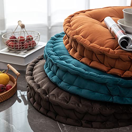 Coffee Velvet Floor Cushion Large 24" Round Seat Cushion Outdoor Patio Bench Chair Pads Thick Yoga Meditation Cushion with Handle - color: Coffee