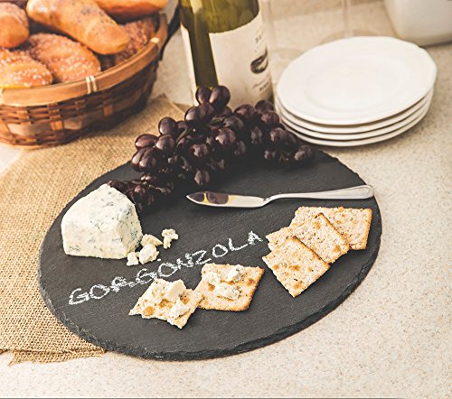 Fox Run 3808 Slate Cheese Board, Round Gray, 12 x 12 x 0.25 inches - style: Cheese Board, Round