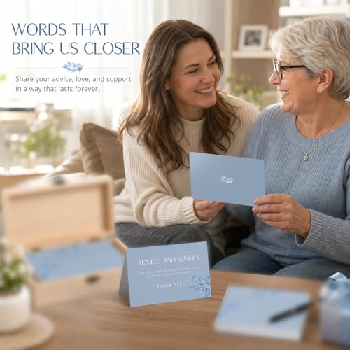 60pcs Dusty Blue Eucalyptus Advice and Wishes Cards, 5.7"x3.8" Wedding Advice Cards for Bridal Shower, 250gsm Thick Paper Wedding Guest Book Alternative for Mr & Mrs - color: LAVENDER PURPLE