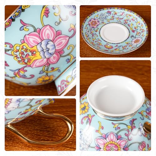 KAMMAK Tea Cups and Saucers Set of 2, Porcelain Coffee Cups, JBE021 | Stackable Espresso Mugs, Ceramic Demitasse for Coffee, Cappuccino, Latte, Americano, Tea - size: 8CZJBE021