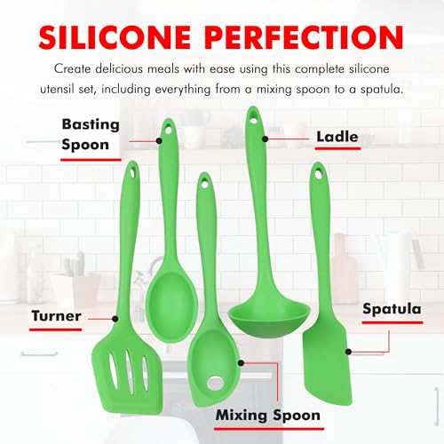 Chef Craft Premium Silicone Kitchen Tool and Utensil Set, 5 Piece, Green - color: Green, size: 5 Piece Set