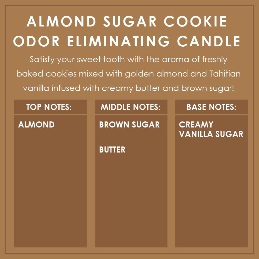Almond Sugar Cookie Odor Eliminating Highly Fragranced Candle - Eliminates 95% of Pet, Smoke, Food, and Other Smells Quickly - Up to 80 Hour Burn time - 12 Ounce Premium Soy Blend - color: Bronze