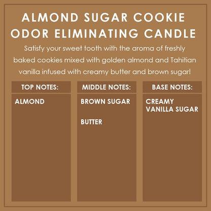 Almond Sugar Cookie Odor Eliminating Highly Fragranced Candle - Eliminates 95% of Pet, Smoke, Food, and Other Smells Quickly - Up to 80 Hour Burn time - 12 Ounce Premium Soy Blend - color: Bronze