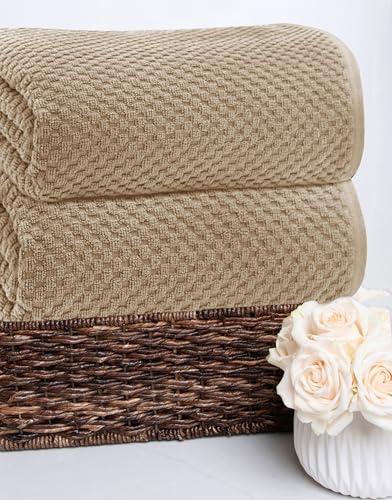 COTTON CRAFT Euro Spa Waffle Weave Bath Sheet - Set of 2 Linen Towel Sheets | Pure 100% Ringspun Cotton Oversized Luxurious Towel Set - Soft Plush Super Absorbent Low Lint Quick Dry - 35 x 70 inches - color: Linen, size: 2 Pack Bath Sheet
