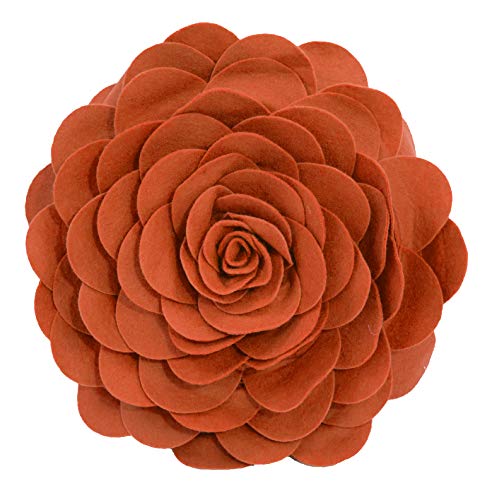 Fennco Styles Eva's Flower Garden Decorative Filled Throw Pillow 13" Round - Terracotta Floral Accent Pillow for Home, Couch, Bed, Living Room, Holiday and Office Décor - color: Terracotta