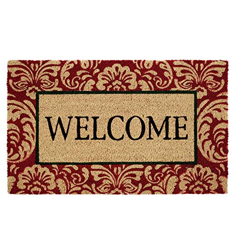 DII Natural Coir Doormat Outdoor Welcome Mat, 17x29, Damask - color: Damask