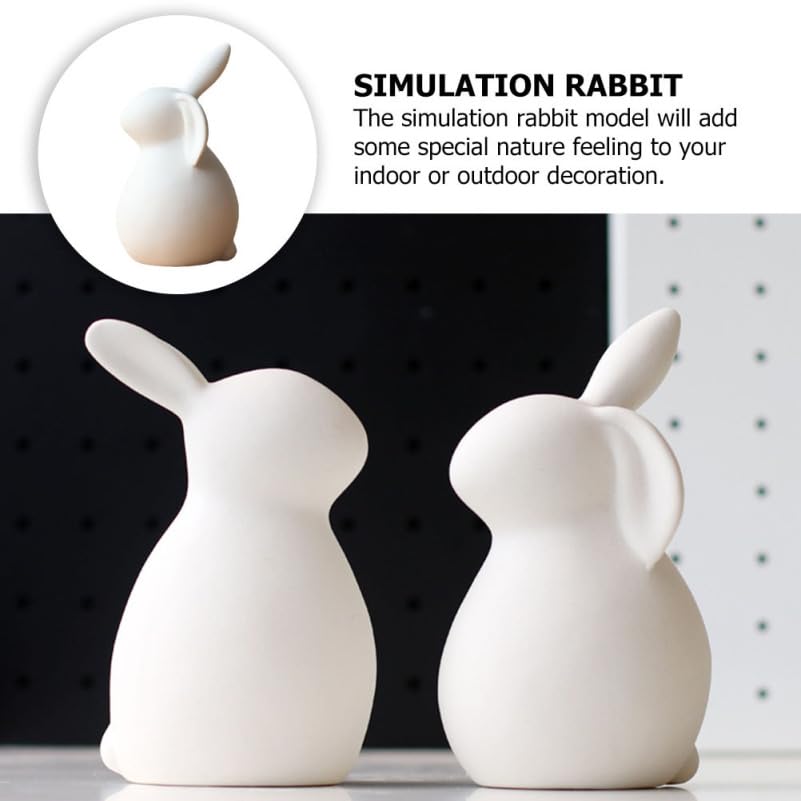 Abaodam 2Pcs Ceramic Bunny Figurines White Rabbit Home Decor Easter Decor | Ceramic White Rabbit for Christmas, Thanksgiving, Easter Couple Rabbits, Porcelain Modern Art Home Decoration, Wedding Crafts