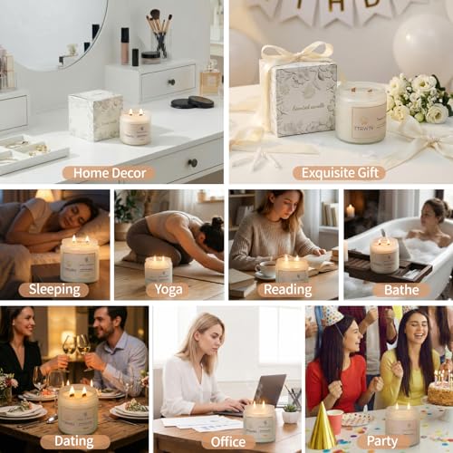 TTRWIN Scented Candle Gifts for Women, 2 Wooden Wick Natural Soy Wax Jar Candles, Home Aromatherapy Candles for Cosy Living Room and Bedroom, Gifts for Christmas Birthday Mother's Day