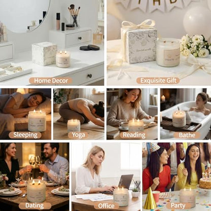 TTRWIN Scented Candle Gifts for Women, 2 Wooden Wick Natural Soy Wax Jar Candles, Home Aromatherapy Candles for Cosy Living Room and Bedroom, Gifts for Christmas Birthday Mother's Day
