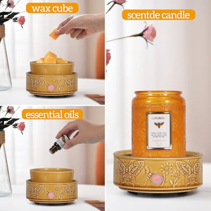 3-in-1 Wax Melt Warmer for Scented Wax, Butterfly Ceramic Wax Warmer | Fragrances Candle Oils, Home Fragrance Burner,Electric Candle Warmer for Mom Women(Yellow) - color: Yellow Butterfly
