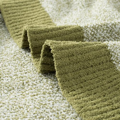 Carriediosa Heather Throw Blanket 60x80, 400GSM Ultra Soft Microfiber | Olive Green, Fuzzy Fluffy Cozy Plush Knit Knitted Throws, Lightweight Cute Preppy Fall Blankets for Couch, Bed - color: Heather - Olive Green, size: 60" X 80"
