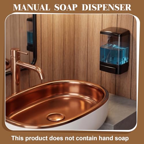 Hushee 4 Pcs Wall Mounted Soap Dispenser,33.8 Oz 1000 Ml,All Black | Manual Press, 1000ml 33.8oz Capacity Clear Window, For Restaurant Bathroom Kitchen Hotel, Liquid Soap Shampoo Dispenser - color: All Black, size: 33.8 oz 1000 ml