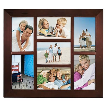Malden International Designs Berkeley Beveled Edge Wood Collage Picture Frame, 7 Option, 7-4x6, Walnut - color: Walnut, size: 7-Opening