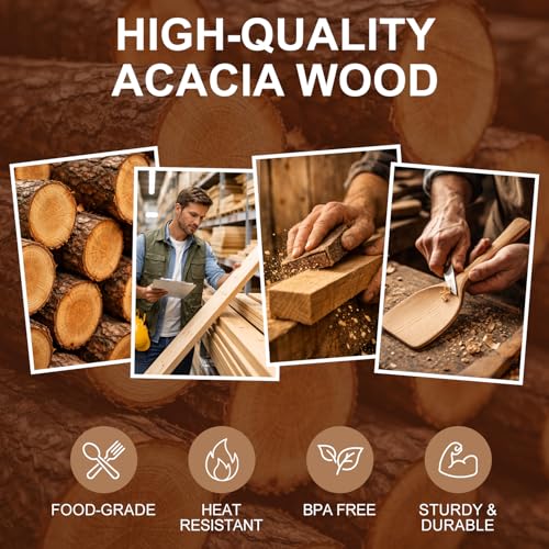 Non Toxic Wooden Cooking Utensils Set Flat Wood Spatula Spurtle Scraper | Acacia Spatula for Kitchen Use Slotted Turner Teak Utensil Cucharones De Cocina Wok Spatula Bamboo Non Stick Kitchen Utensils - color: 4 PCS SPATULA