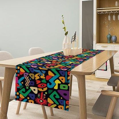 African Table Runner Abstract Geometry Nationality Tribe Table Runner for Kitchen Party Home Dining Room Table 13x36in - color: African-f88, size: 13in(33cm) x 36in(92cm)