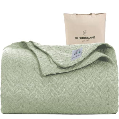 CSL 100% Cotton Throw Blanket, Breathable Summer Blankets, 50"x70", Seafoam - color: 02. Sea Foam, size: Throw (50" x 70")