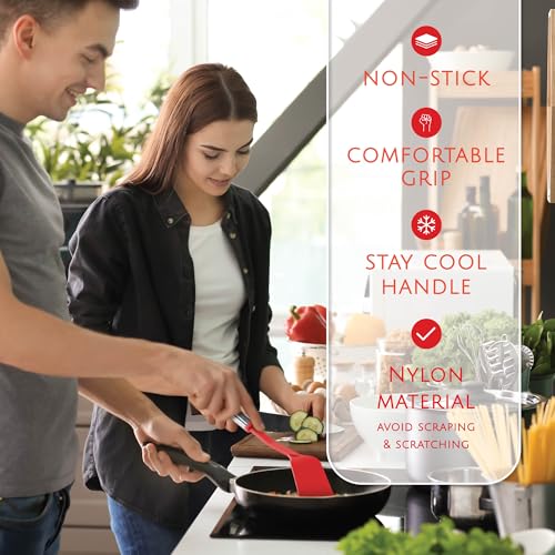 Kitchen Utensils Set 35 PCS Cooking Utensils Set, Nonstick and Heat Resistant Nylon Stainless Steel Silicone Spatula Set - Kitchen Gadgets Home Essentials Kitchen Accessories, Apartment Must Haves - color: Red