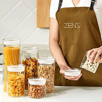 ZENS 17oz Glass Jars with Airtight Lid, Set of 4 Small Glass Storage Jars | Borosilicate Glass Canisters Set with Lids, Small Storge Containers for Kitchen Spice, Sugar, Blooming Tea, - size: 5-20oz 6Pack