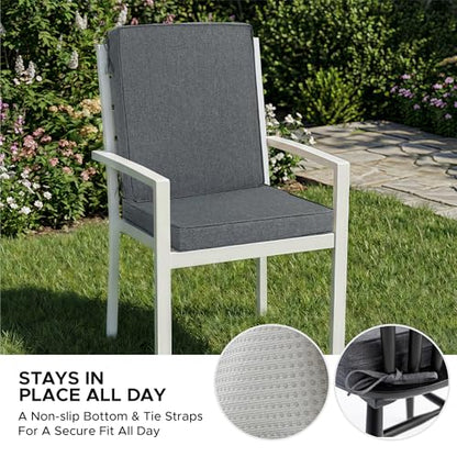 Outdoor Chair Cushions Set of 4, 18 x 16.5 Inch, Dark Grey | Water-Resistant, Fade-Resistant, Patio Furniture Dining Chair Seat Replacement with Mid Back, Ties Zipper, Removable Cover - color: Dark Grey, size: 18" x 16.5" 4 Pack