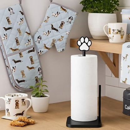 Leinuosen Dog's Paw Paper Towel Holder Farmhouse Dog's Paw Wooden Paper Towel Holder Black Funny Bathroom Countertop Accessories Kitchen Roll Stand Organizer Standing Apartment Decor Housewarming Gift - style: Dog Paws
