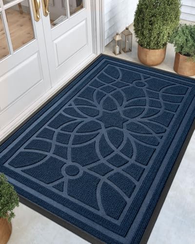 DEXI Front Door Mat Outside Entrance 4x6ft, Heavy Duty Non Slip, Blue | Low Profile Doormat with Rubber Back, Traps Dirt & Moisture, Easy to Clean, Fits Entryway, Patio, Garage - color: Blue, size: 48" X 72" (Rectangular)