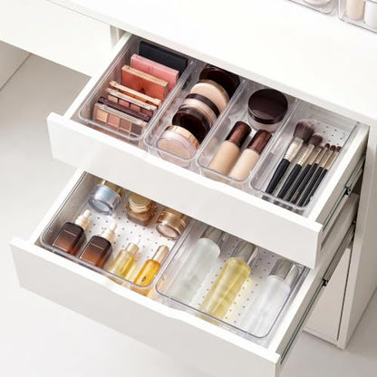 13 Pcs Desk Organizer Tray for Makeup, 5 Sizes Vanity Makeup Drawer Organizer Set, Non-Slip Desk Drawer Organizer Trays for Bathroom, Bedroom, Office, Fits Jewelry - size: 13Pack