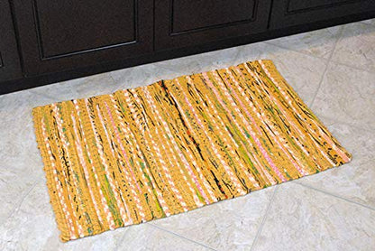 DII Chindi Home Collection Handwoven Multicolor Area Rag Run, 4x6', Mustard Yellow - color: Mustard Yellow, size: 4' x 6' (Rectangular)