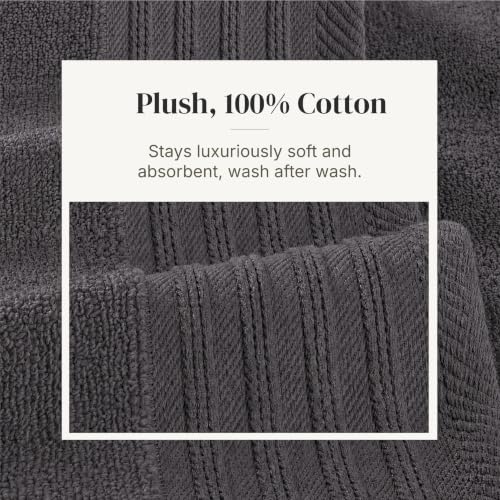 Modern Threads 6 Piece Cotton Bath Towel Set – Ultra Soft 550 GSM Towels – Bathroom Set with Hand Towels and Washcloths – Geometric (Charcoal) - color: Charcoal, size: Standard, style: Geometric