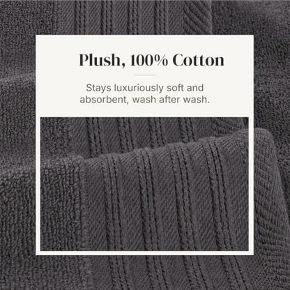Modern Threads 6 Piece Cotton Bath Towel Set – Ultra Soft 550 GSM Towels – Bathroom Set with Hand Towels and Washcloths – Geometric (Charcoal) - color: Charcoal, size: Standard, style: Geometric
