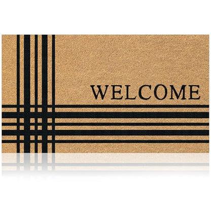Coir Welcome Mat, Non-Slip, Welcome Classic 5, 17x29 in | 100% Natural Coir, Anti-Shedding, Durable PVC Backing, Traps Dirt and Mud, Indoor and Outdoor Entryway, Easy to Clean - color: Welcome Classic 5