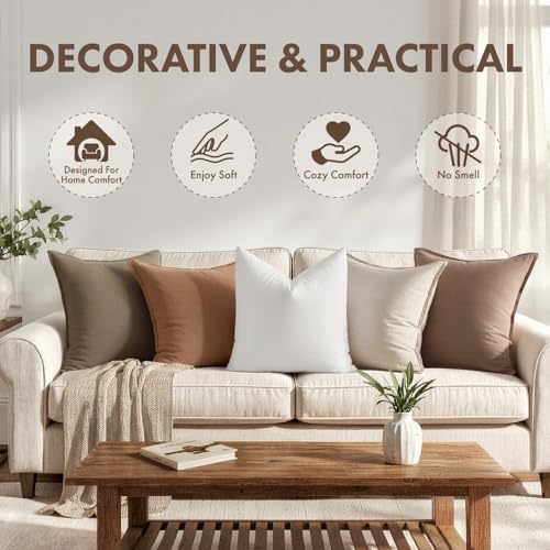 MIULEE 24x24 Inch Synthetic Down Alternative Euro Pillow Insert | Euro Decorative Throw Pillow 24 x 24 Inch Body Bed Sleeping Ultra Soft Fluffy Form for Sofa Couch Bed - size: 24x24Inch (pack of 1)