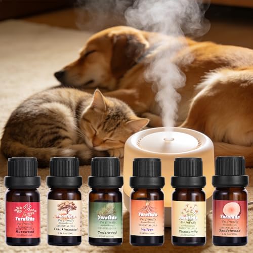 Pet Friendly Aromatherapy Essential Oils Collection,Safe for Dogs and Cats,Natural Relaxation and Stress Relief,Suitable for Aromatherapy Diffuser Bottles,Incense Sticks, and Candles Making (6, small) - size: 0.34 Fl Oz (Pack of 6)