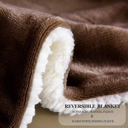 NANPIPER Sherpa Blanket Twin Thick Warm Throw for Winter Bed Super Soft Fuzzy Flannel Fleece/Wool Like Reversible Velvet Plush Blankets (Brown Twin Size 60"x80") - color: Brown, size: Twin