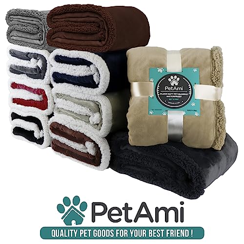 PetAmi Dog Blanket Small Medium Pet Cat Puppy Kitten, 40x29 Mini Solid Gray | 460 GSM, Soft Sherpa Fleece Throw, Reversible Plush Couch Cover Protector Crate Carrier Sofa Bed Car Seat, Machine Washable - color: Gray/Gray Sherpa, size: Medium - 29 X 40 Inc