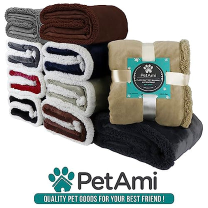 PetAmi Dog Blanket Small Medium Pet Cat Puppy Kitten, 40x29 Mini Solid Gray | 460 GSM, Soft Sherpa Fleece Throw, Reversible Plush Couch Cover Protector Crate Carrier Sofa Bed Car Seat, Machine Washable - color: Gray/Gray Sherpa, size: Medium - 29 X 40 Inc