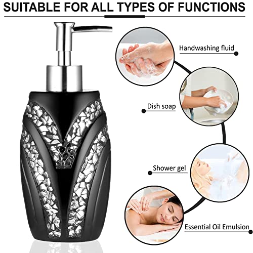 Zahari Home Sinatra Soap Dispenser/Lotion Pump Unique Design Bling Glass Mosaic Décor, Black - color: Black