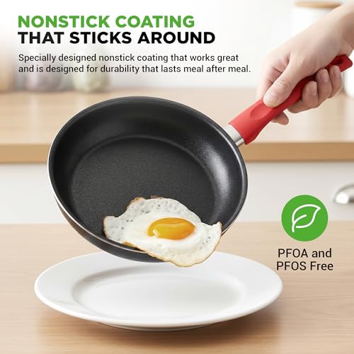 NutriChef 21-Piece Nonstick Cookware Set - PTFE/PFOA/PFOS Free Heat Resistant Lacquer Kitchen Ware Pots Pan w/ Cool-Touch Handles, Saucepan, Fry Pans, Lid, Bakeware, For Gas Electric Ceramic Cooktops - size: 21-Piece Set