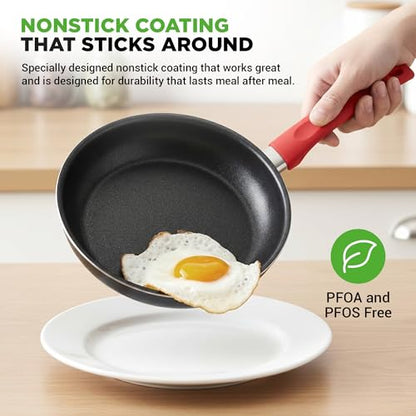 NutriChef 21-Piece Nonstick Cookware Set - PTFE/PFOA/PFOS Free Heat Resistant Lacquer Kitchen Ware Pots Pan w/ Cool-Touch Handles, Saucepan, Fry Pans, Lid, Bakeware, For Gas Electric Ceramic Cooktops - size: 21-Piece Set