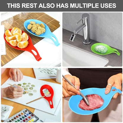 Silicone Spoon Rest for Stove Top, Spoon Holder for Stove, Silicone Spoons Rest for Kitchen Counter, Heat Resistant - color: Red green blue