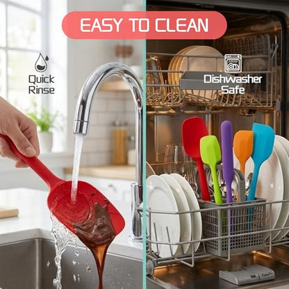 5 Pieces Silicone Spatula Set BPA Free | Rubber Spatula Heat Resistant Essential for Cooking Baking Non Stick Dishwasher Safe Kitchen Tools Multicolor - color: Multicolor