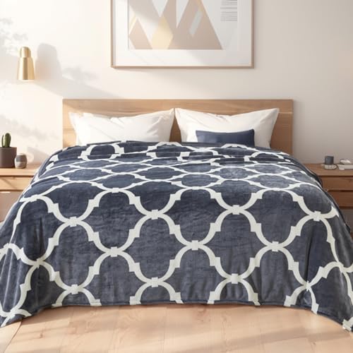 Richave Gray Pattern Twin Size Blanket,Premium Lightweight Anti-Static 66x90 Inches Throw Blankets for Twin/Twin XL Extra Long Bed,Couch, Sofa, Chair, Camping, Picnic,Grey and White - color: Grey and White, size: Twin (90-Inch-by-66-Inch)