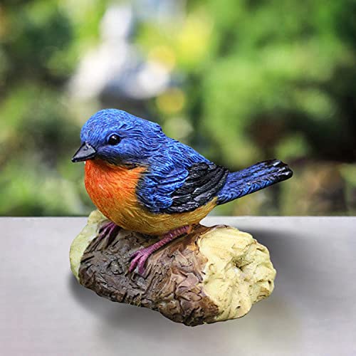 Bird Statue Resin Bird Figurines Animal Ornament for Home Office Wedding Party Table Decoration - Blue