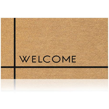 Coir Welcome Mat, Non-Slip, Welcome Classic 7, 17x29 in | 100% Natural Coir, Anti-Shedding, Durable PVC Backing, Traps Dirt and Mud, Indoor and Outdoor Entryway, Easy to Clean - color: Welcome Classic 7