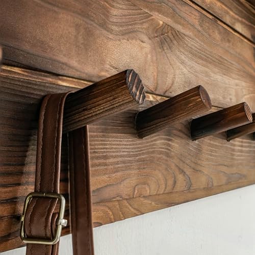 WEBI Coat Rack Wall Mount with Shelf,30" Long Entryway Wall Shelf with Hooks Underneath,7 Peg Hooks for Hanging Coats,Caps,Jacket,Clothes,Brown - color: Brown, size: 30 Inch