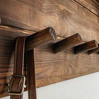 WEBI Coat Rack Wall Mount with Shelf,30" Long Entryway Wall Shelf with Hooks Underneath,7 Peg Hooks for Hanging Coats,Caps,Jacket,Clothes,Brown - color: Brown, size: 30 Inch