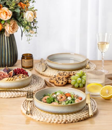 7.5" Ceramic Pasta Bowls Set of 4, Salad Bowls | Versatile Serving Bowls for Pasta, Salad, Fruit & Noodles, Housewarming & Wedding Gift, Autumn Haze - color: Autumn Haze, size: 7.5 Inch