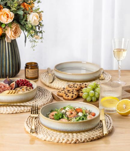 7.5" Ceramic Pasta Bowls Set of 4, Salad Bowls | Versatile Serving Bowls for Pasta, Salad, Fruit & Noodles, Housewarming & Wedding Gift, Autumn Haze - color: Autumn Haze, size: 7.5 Inch